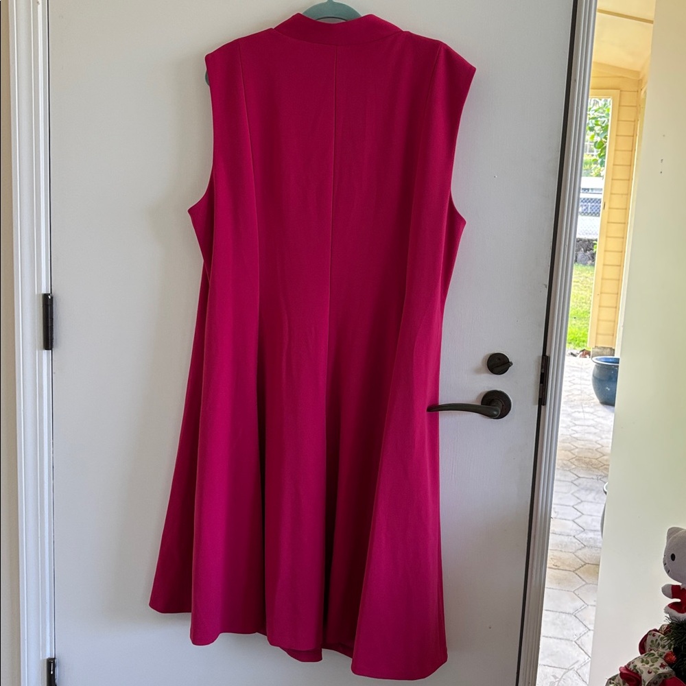 Calvin Klein pink sleeveless V-neck A-line dress business office career - Picture 3 of 7